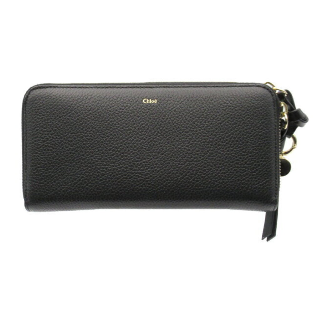 Chloe round long wallet leather black